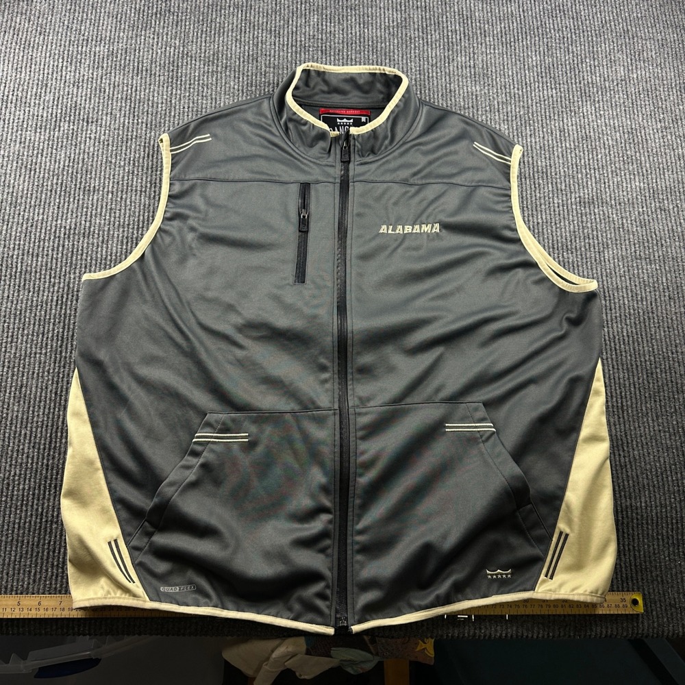 Franchise Club Alabama Crimson Tide Vest Mens 3XL Quad Flex Fleece Lined Grey